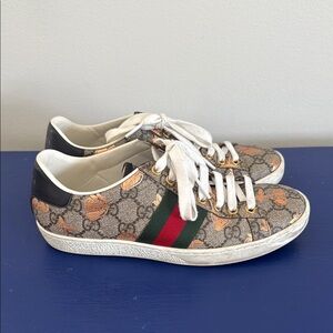 Gucci Supreme Monogram Berry Women’s Ace Sneakers Light Beige/ Copper/ Black 36